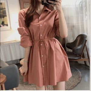 Attrangs tie waist shirt dress